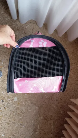 Transportín para mascotas rosa y negro