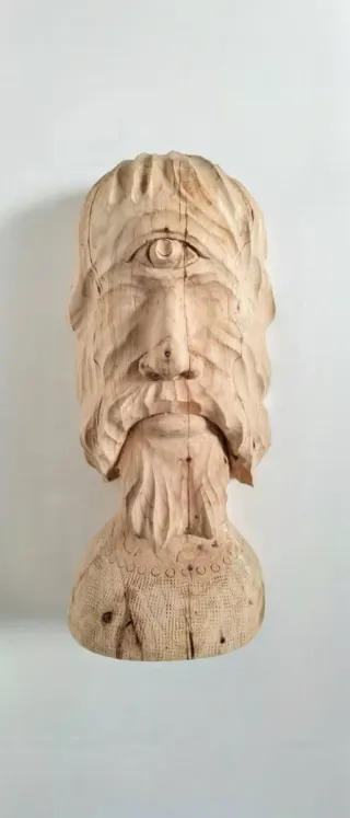 Testa Polifemo Legno Scultura