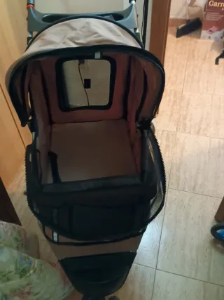 Cochecito para perros rosa y marrón