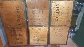 6 casse in legno per trasporto tè