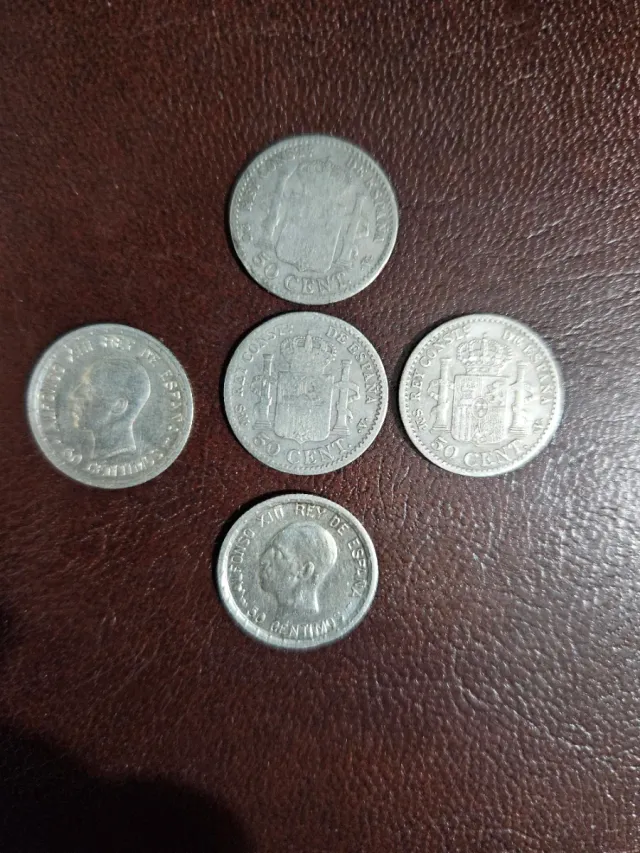 Lote 5 monedas de plata antiguas