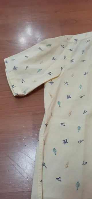 Camisa hombre estampado mexicano amarilla