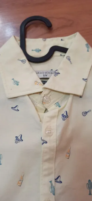 Camisa hombre estampado mexicano amarilla