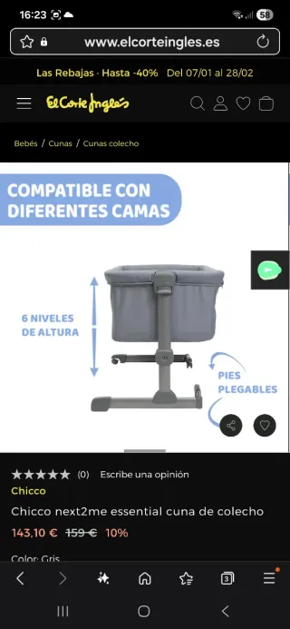 Cuna colecho Chicco Next 2 Me