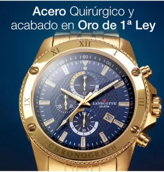 Reloj Lanscotte Cronógrafo Suizo Dorado bañado oro