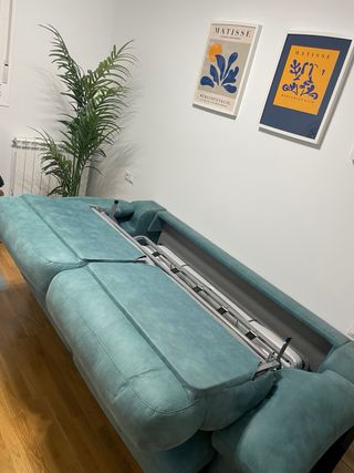 Sofá Cama Tela Turquesa