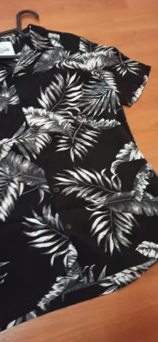 Camisa Lefties Estampado Palmeras Negra