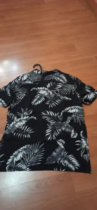 Camisa Lefties Estampado Palmeras Negra