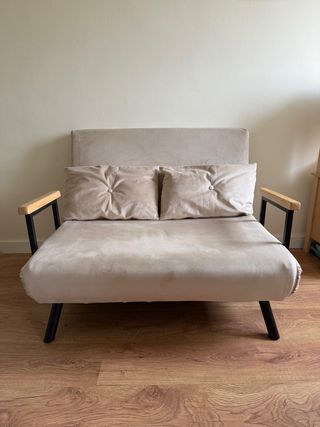 Sofá Cama Plegable Beige 102x73x81