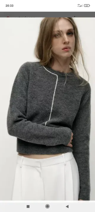 Jersey Zara punto gris vivos