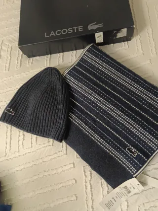 Conjunto Lacoste Gorro y Bufanda Rayas