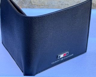 Cartera Tommy Hilfiger Piel Negra Plegable