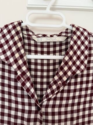 Blusa Zara Cuadro Vichy Roja y Blanca