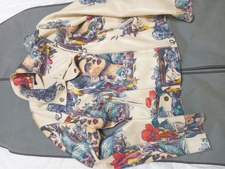 Chaqueta antelina estampado floral T. M/L