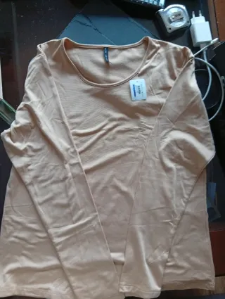 Camiseta manga larga beige mujer XXL