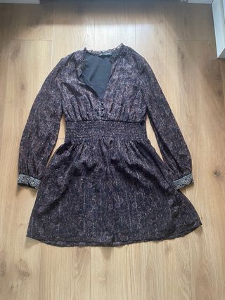 Vestido Boho Estampado Cintura Fruncida