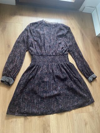 Vestido Boho Estampado Cintura Fruncida