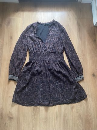 Vestido Boho Estampado Cintura Fruncida