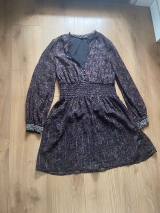 Vestido Boho Estampado Cintura Fruncida