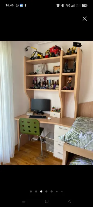 Cama nido más colchones con escritorio