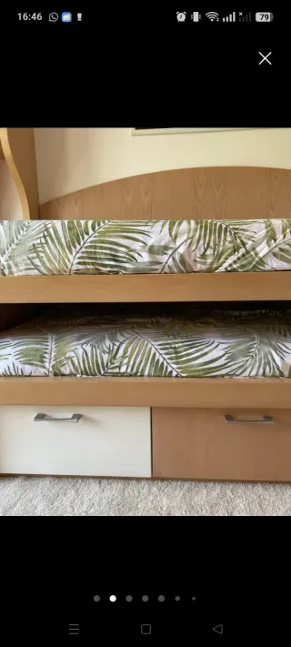 Cama nido más colchones con escritorio