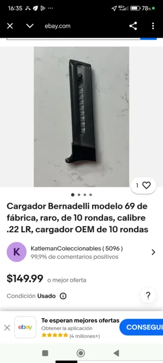 Cargador Bernadelli 69 Cal 22 - 10 Tiros