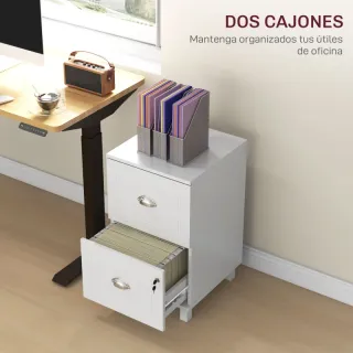 Archiviatore bianco con serratura e 2 cassetti