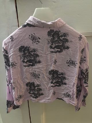 Camisa rosa estampada mujer Bershka