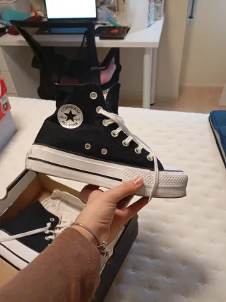 Converse negras de bota con plataforma talla 36.5