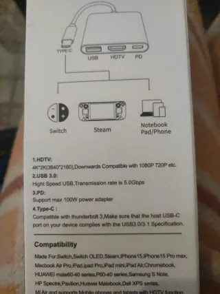 Adaptador Hub Tipo-C para Switch