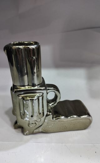 Portacandela revolver argento 14cm