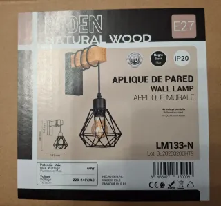 Aplique de Pared Roden Natural Wood E27