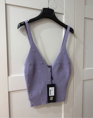 Top viola con brillantini