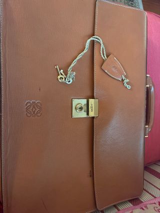 Maletín Loewe Piel Marrón y Dorado