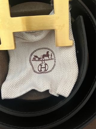 Cinturón Hermès 85cm Negro Hebilla Dorada
