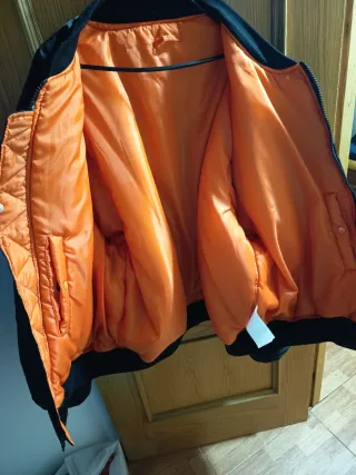 Cazadora Bomber Vintage Negra Naranja