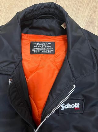 Chaqueta Bomber Schott Negra Naranja
