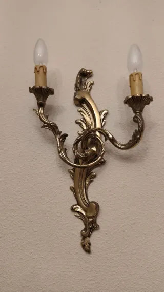 Lámpara de bronce con 10 brazos   y candelabros