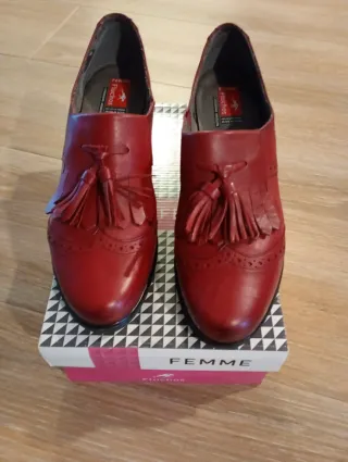 Zapatos Fluchos Mujer Piel Burdeos