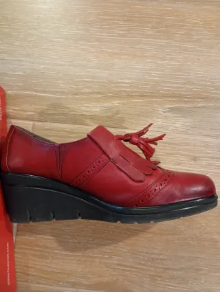 Zapatos Fluchos Mujer Piel Burdeos