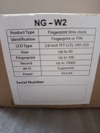 Reloj Fichar Control Horario Empleados NGTeco W2 |