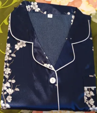 Pijama Raso Floral Azul