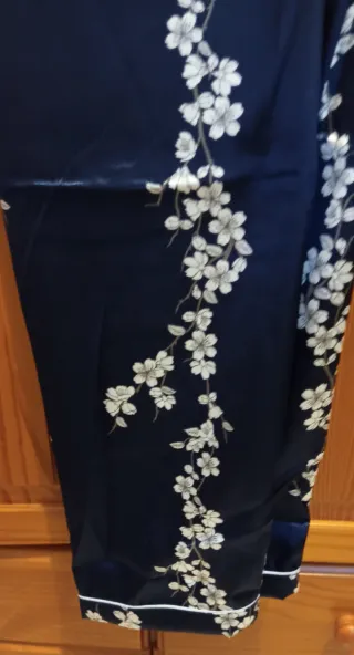 Pijama Raso Floral Azul