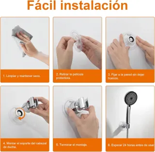 Soporte Alcachofa Ducha Ibergrip Sin Tornillos