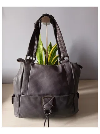 Borsa Luana vera pelle grigio