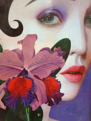 Quadro donna con fiore