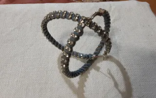 Orecchini cerchio strass grigio argento