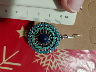 Orecchini rotondi boho argento e turchese