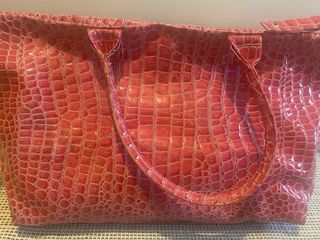 Bolso Tote color Rosa cocodrilo de Blanco