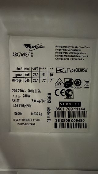 Nevera Whirlpool Grande